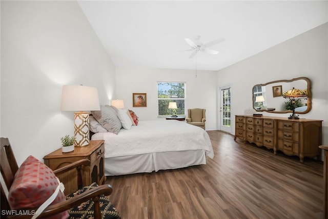 600 Diamond Cir Unit 607, Naples, FL 34110 - bedroom featuring wood finished floors, access to outside, and a ceiling fan