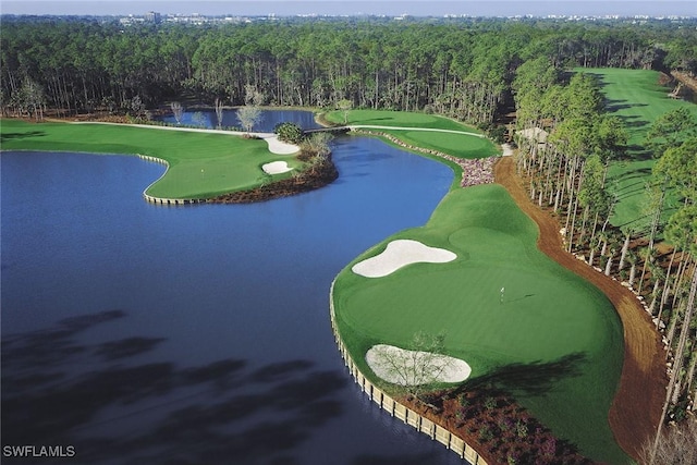 600 Diamond Cir Unit 607, Naples, FL 34110 - bird's eye view of a heavily wooded area, a large body of water, and a golf course