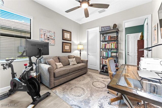 20467 Napa Loop, Estero, FL 33928 - office area with ceiling fan and wood finished floors