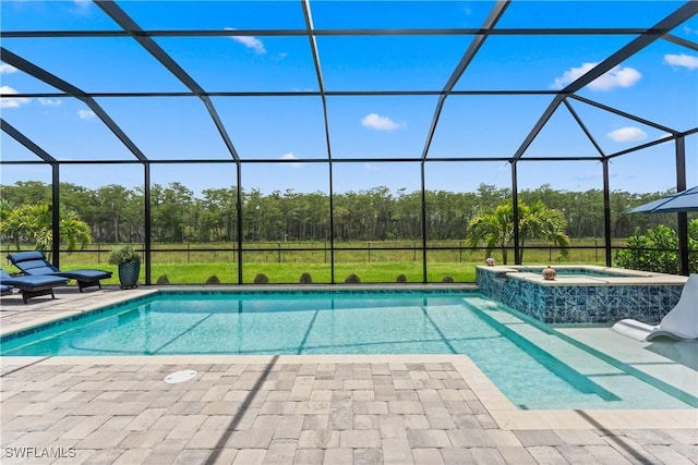 20467 Napa Loop, Estero, FL 33928 - view of swimming pool with a patio area, a lanai, and a pool with connected hot tub