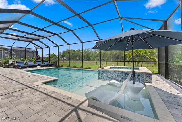 20467 Napa Loop, Estero, FL 33928 - view of swimming pool with a patio area, a pool with connected hot tub, and a lanai