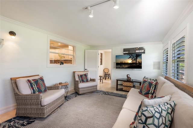3586 Santiago Way, Naples, FL 34105 - tiled living area featuring crown molding and baseboards