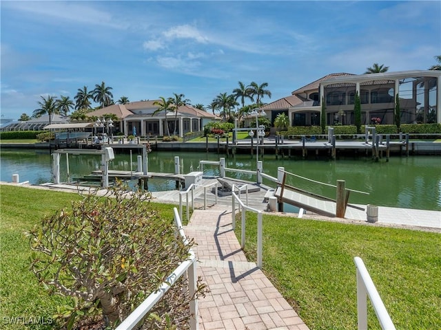 561 Conover Ct, Marco Island, FL 34145 - dock area featuring a water view and a yard