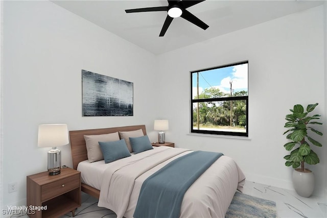 317 Lancelot Ave, Lehigh Acres, FL 33974 - bedroom featuring marble finish flooring, baseboards, and a ceiling fan