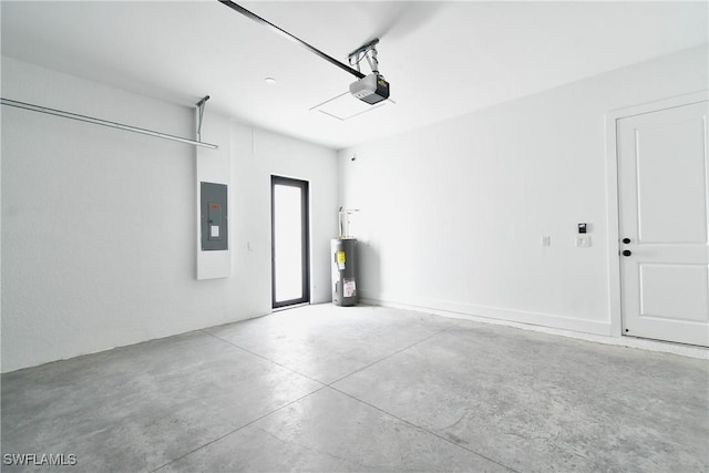 317 Lancelot Ave, Lehigh Acres, FL 33974 - garage with electric water heater, a garage door opener, and electric panel