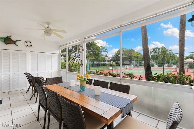 8161 Twelve Oaks Cir Unit 512, Naples, FL 34113 - sunroom / solarium featuring ceiling fan, tile patterned flooring, and outdoor dining area