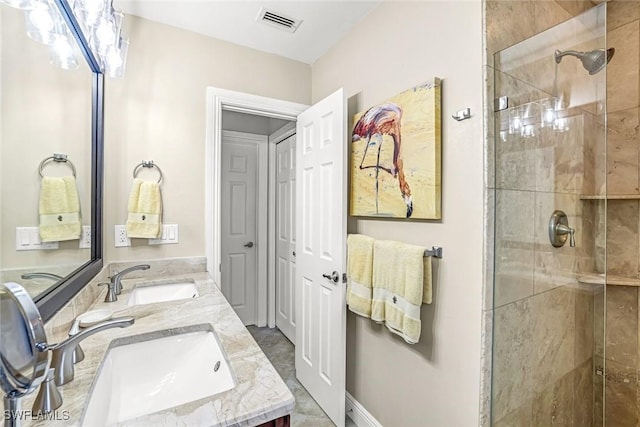 815 Rose Ct, Marco Island, FL 34145 - full bathroom with a shower stall and double vanity