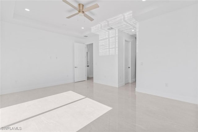 206 Jack Ave N, Lehigh Acres, FL 33971 - empty room featuring ceiling fan, recessed lighting, light tile patterned floors, and baseboards
