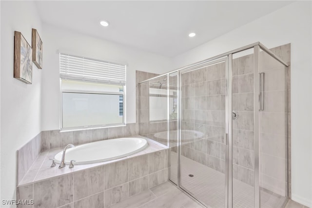2127 Hamlin St, Naples, FL 34120 - full bath featuring a garden tub, a stall shower, and recessed lighting