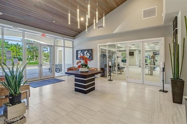 2127 Hamlin St, Naples, FL 34120 - community lobby with wooden ceiling and high vaulted ceiling