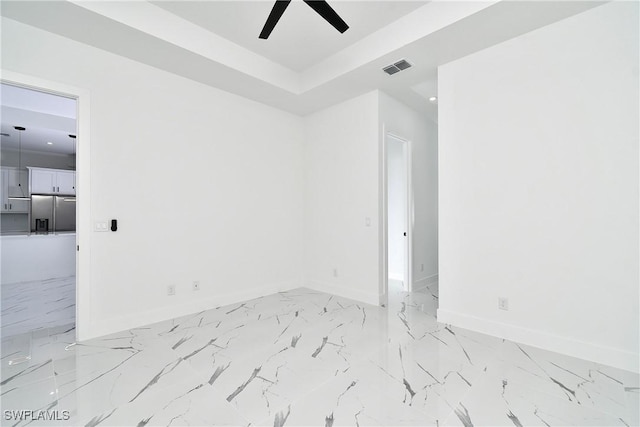 3808 2nd St W, Lehigh Acres, FL 33971 - unfurnished room with baseboards, a ceiling fan, light marble finish flooring, and recessed lighting