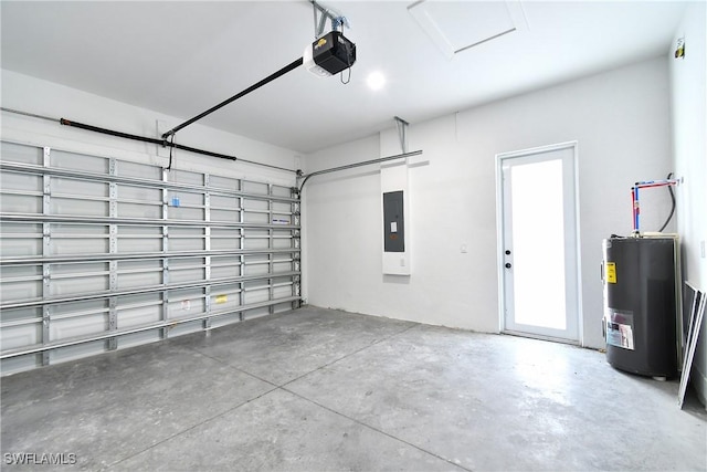 3808 2nd St W, Lehigh Acres, FL 33971 - garage featuring water heater, a garage door opener, and electric panel