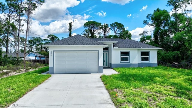 3808 2nd St W, Lehigh Acres, FL 33971 - ranch-style home featuring stucco siding, driveway, an attached garage, and a shingled roof