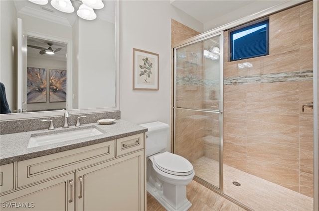 4249 Deephaven Ln, Naples, FL 34119 - full bathroom featuring a shower stall, toilet, and vanity