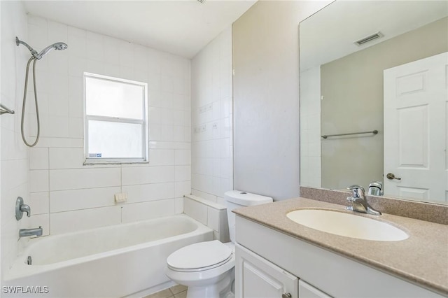 3406 27th St SW, Lehigh Acres, FL 33976 - bathroom featuring toilet, shower / washtub combination, and vanity