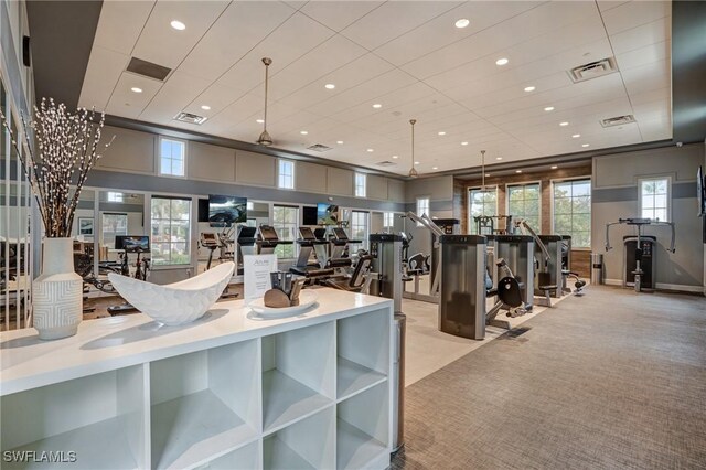 9292 Cayman Dr, Naples, FL 34114 - gym with carpet flooring and recessed lighting