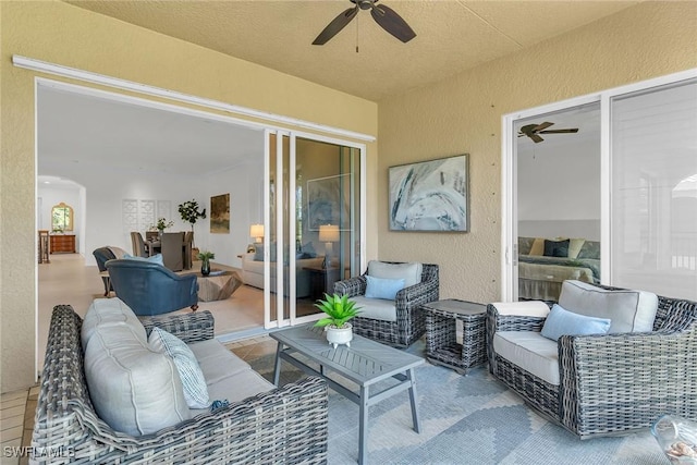 9142 Cherry Oaks Ln Unit 202, Naples, FL 34114 - view of patio with a ceiling fan and an outdoor living space