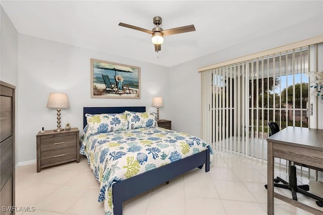 1020 Swallow Ave Unit 102, Marco Island, FL 34145 - bedroom featuring tile patterned flooring, baseboards, and ceiling fan