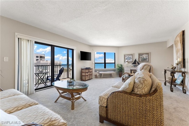 6612 Estero Blvd Unit Ph2, Fort Myers Beach, FL 33931 - living area with light colored carpet and a textured ceiling