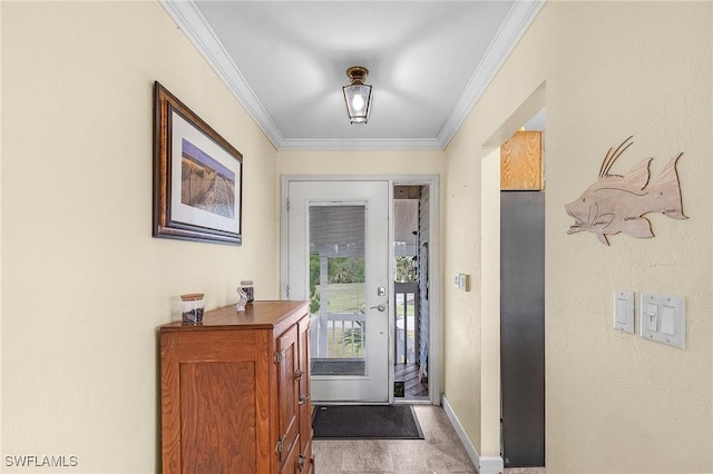 7269 Heaven Ln, Fort Myers, FL 33908 - entrance foyer with ornamental molding, baseboards, and wood finished floors