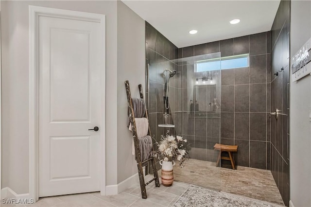8651 Colony Trace Dr, Fort Myers, FL 33908 - full bath with walk in shower, tile patterned flooring, baseboards, and recessed lighting
