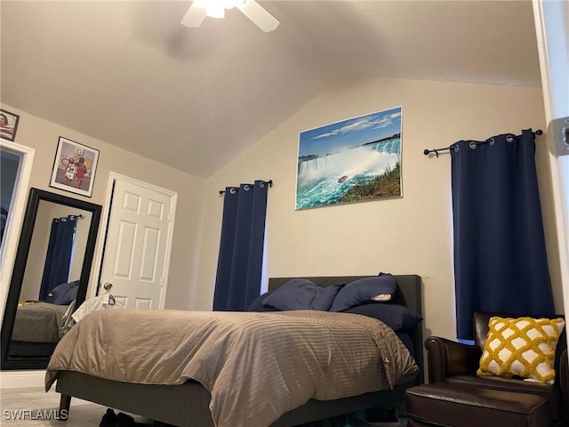 17133 Phlox Dr, Fort Myers, FL 33967 - bedroom with lofted ceiling and a ceiling fan