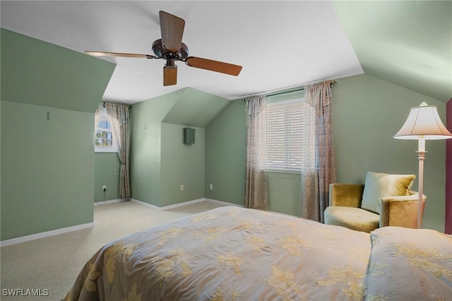 1263 Caloosa Dr, Fort Myers, FL 33901 - bedroom featuring lofted ceiling, multiple windows, baseboards, and carpet floors