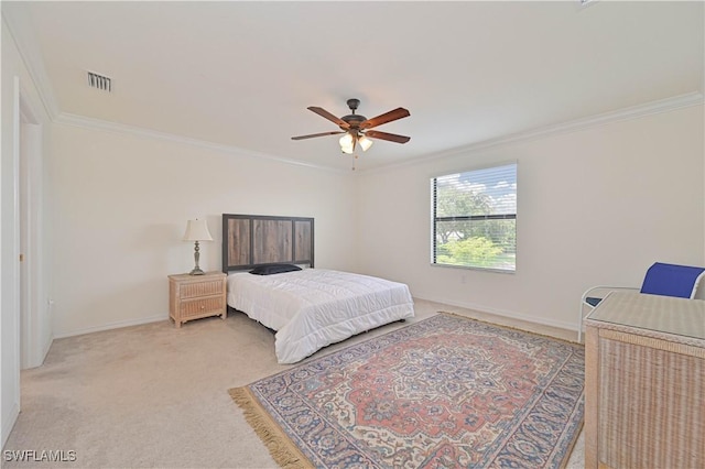 11937 Silver Cobblestone Way, Fort Myers, FL 33913 - bedroom with crown molding, light carpet, baseboards, and a ceiling fan