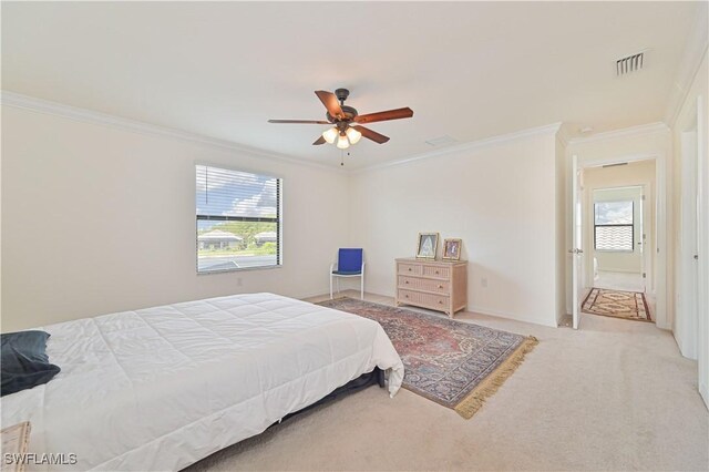 11937 Silver Cobblestone Way, Fort Myers, FL 33913 - carpeted bedroom with crown molding, multiple windows, ceiling fan, and baseboards