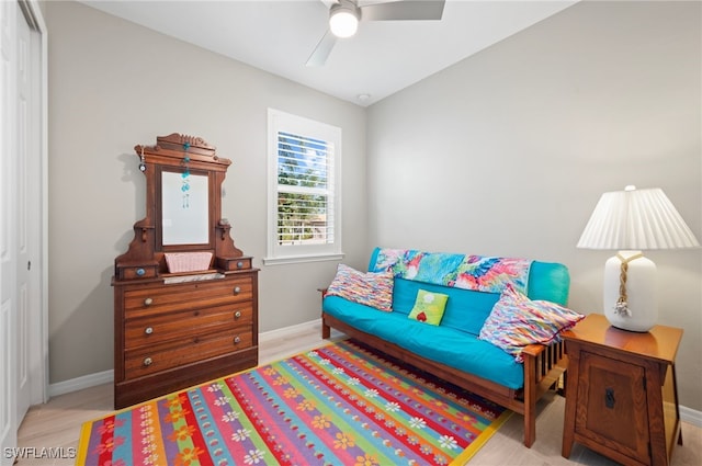10947 Clarendon St, Fort Myers, FL 33913 - sitting room with baseboards, ceiling fan, and wood finished floors