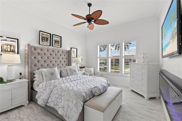 287 Meadowlark Ct, Marco Island, FL 34145 - bedroom featuring crown molding, a ceiling fan, and baseboards