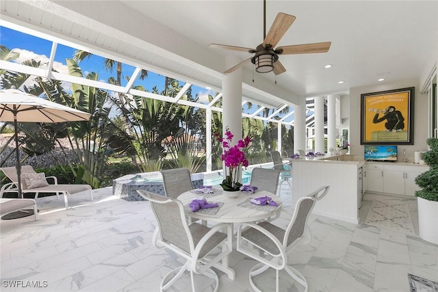 287 Meadowlark Ct, Marco Island, FL 34145 - view of patio / terrace with a lanai and a ceiling fan
