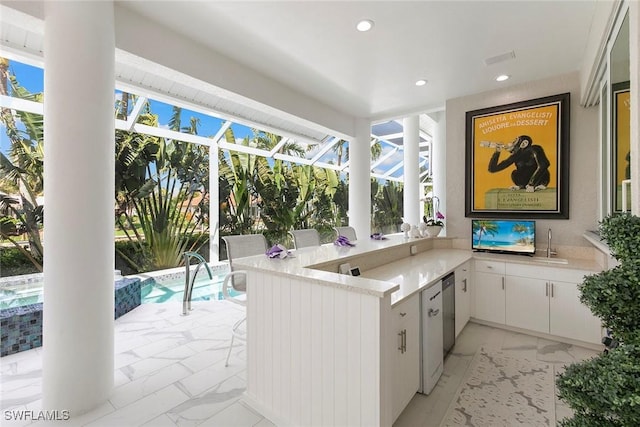 287 Meadowlark Ct, Marco Island, FL 34145 - view of patio / terrace featuring glass enclosure, area for grilling, and an outdoor pool