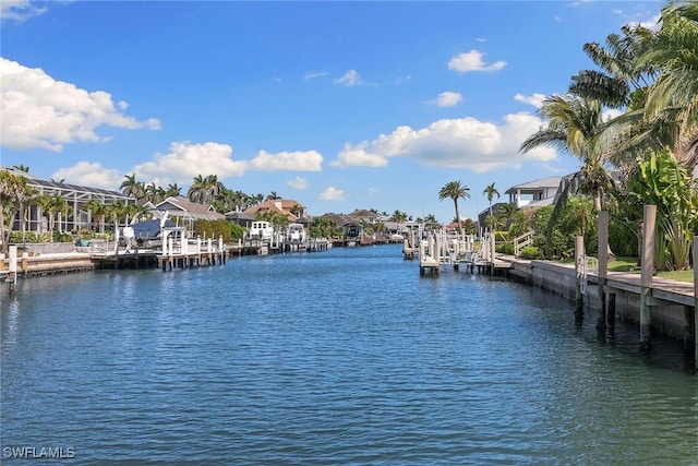 287 Meadowlark Ct, Marco Island, FL 34145 - water view with a boat dock and nearby suburban area
