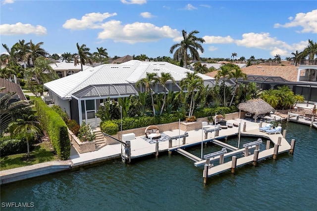 287 Meadowlark Ct, Marco Island, FL 34145 - dock area with a water view and a residential view