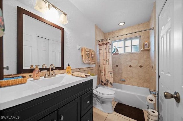 134 Dartmouth Dr NW, Port Charlotte, FL 33952 - full bath with vanity, toilet, shower / tub combo, and tile patterned flooring
