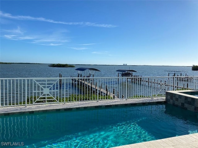 21401 Widgeon Ter, Fort Myers Beach, FL 33931 - view of swimming pool featuring a water view