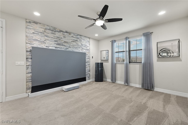 4172 Crescent Ct, Naples, FL 34119 - unfurnished living room with a ceiling fan, recessed lighting, carpet, and baseboards
