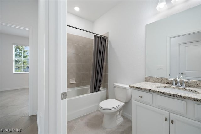 3663 Wild Sage Way, Alva, FL 33920 - full bathroom with tile patterned floors, toilet, vanity, and shower / bath combination with curtain