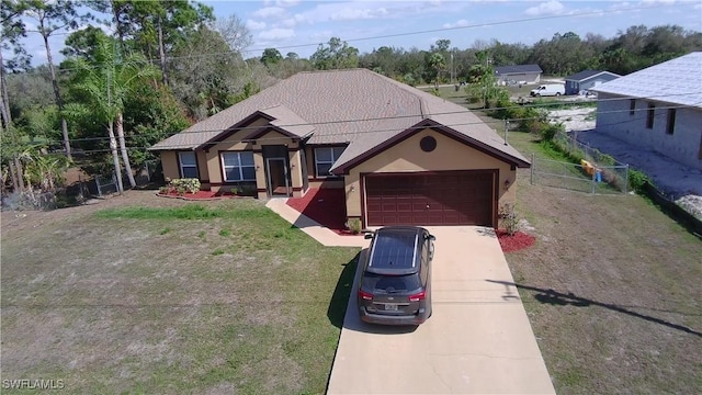 506 Desoto Ave, Lehigh Acres, FL 33972 - ranch-style house featuring driveway, an attached garage, and stucco siding