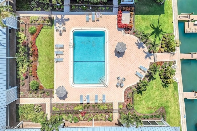333 Harbour Dr Unit 201, Naples, FL 34103 - aerial view of property and surrounding area featuring a pool area