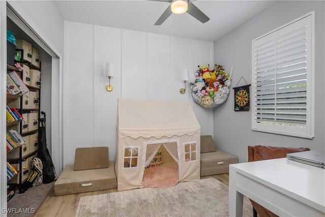 17326 Ashcomb Way, Estero, FL 33928 - bedroom with wood finished floors and a ceiling fan