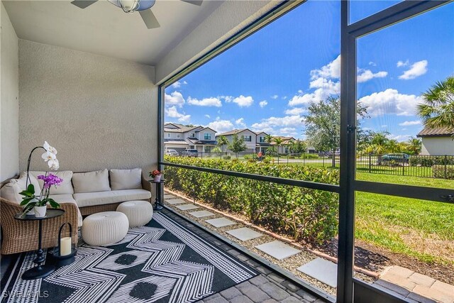 17326 Ashcomb Way, Estero, FL 33928 - balcony featuring a ceiling fan