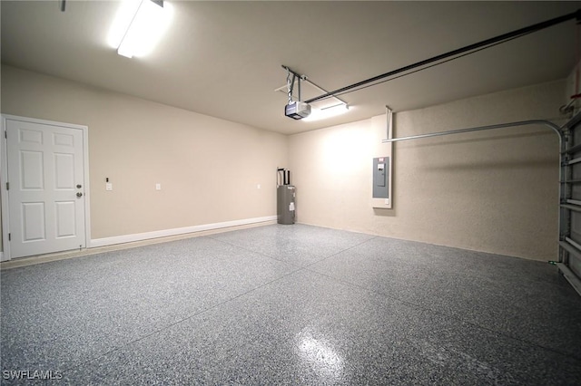 3711 6th St W, Lehigh Acres, FL 33971 - garage featuring a garage door opener, electric panel, and electric water heater