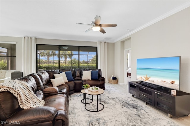 19694 Deming Ln, Estero, FL 33928 - living area with a ceiling fan, plenty of natural light, and crown molding