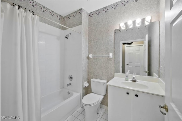 1340 Charleston Square Dr Unit 101, Naples, FL 34110 - bathroom featuring tile patterned flooring, shower / tub combo, vanity, and toilet