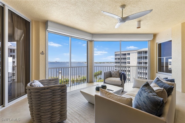14270 Royal Harbour Ct Unit 920, Fort Myers, FL 33908 - sunroom / solarium with a water view and a textured ceiling