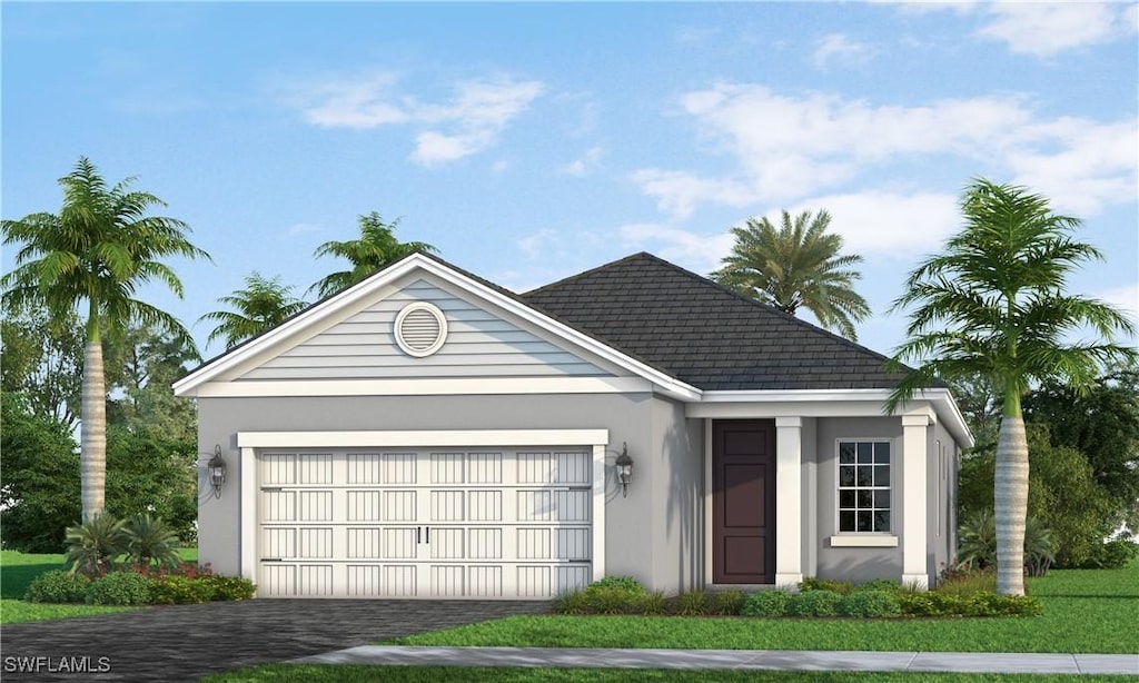 3139 Heritage Pines Dr, Fort Myers, FL 33905 - ranch-style house with stucco siding, a garage, and driveway