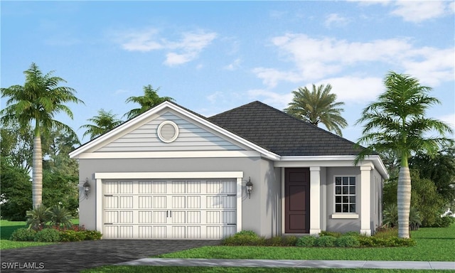 3139 Heritage Pines Dr, Fort Myers, FL 33905 - ranch-style house with stucco siding, a garage, and driveway