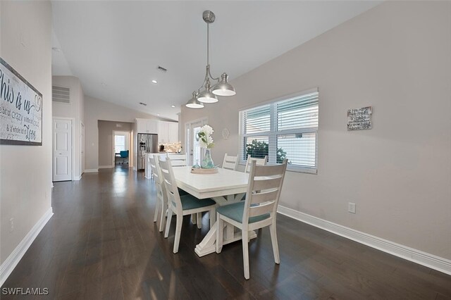 607 92nd Ave N, Naples, FL 34108 - dining room with lofted ceiling, baseboards, dark wood-style floors, healthy amount of natural light, and recessed lighting